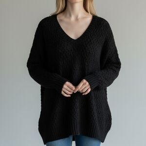 Noisy May Black Knit Drop Shoulder Sweater